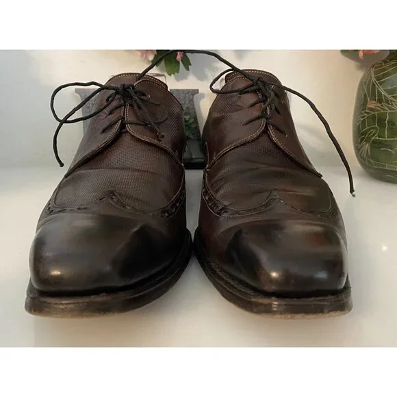 Calzoleria Harris Italy Barney's NY Handmade Oxford Wing Tip Dress Shoes Sz 10.5